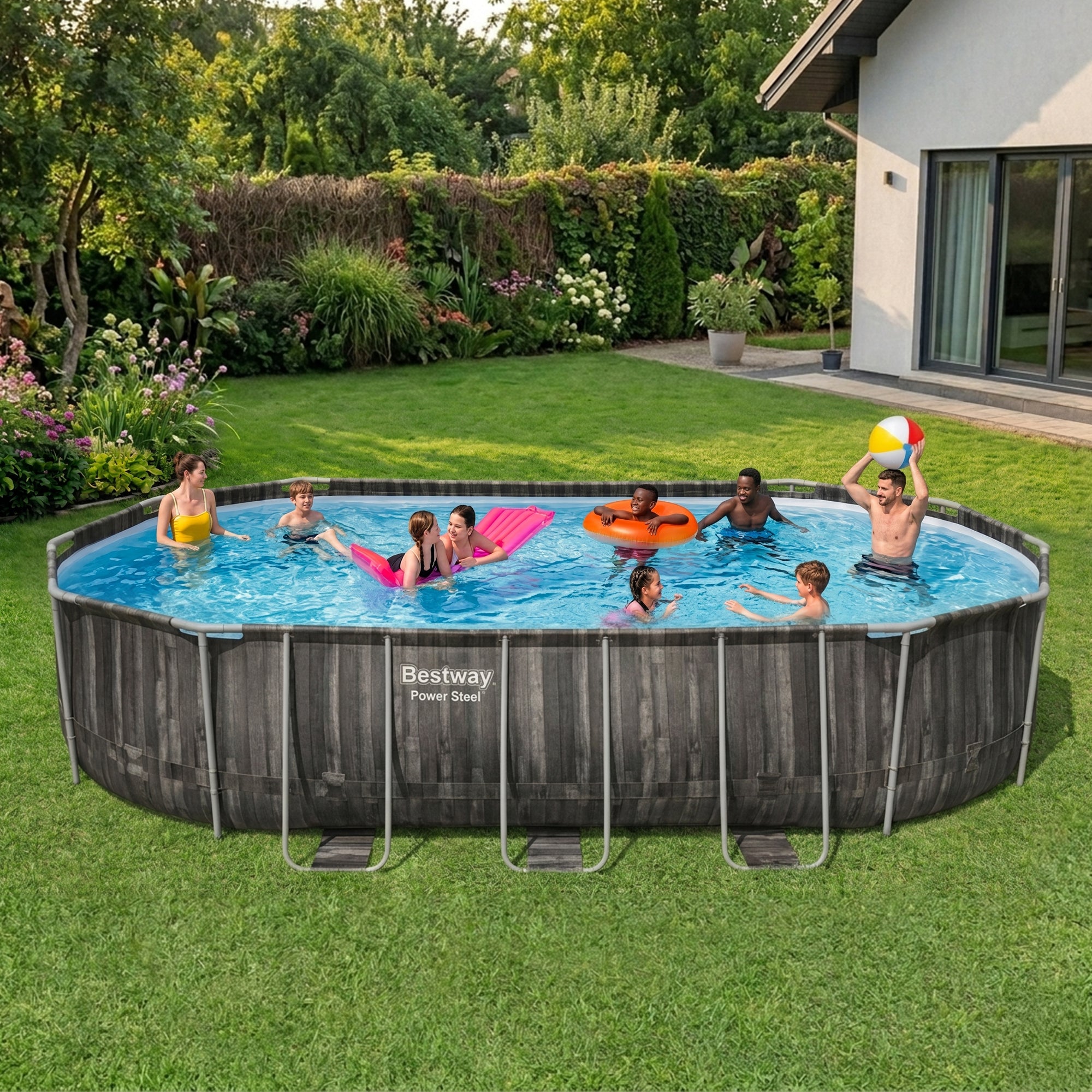 Bestway Power Steel 20x12x4 Foot Above Ground Oval Pool Set (Open Box)