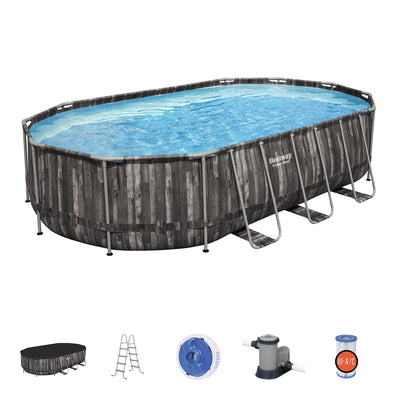 Bestway Power Steel 20x12x4 Foot Above Ground Oval Pool Set (For Parts)