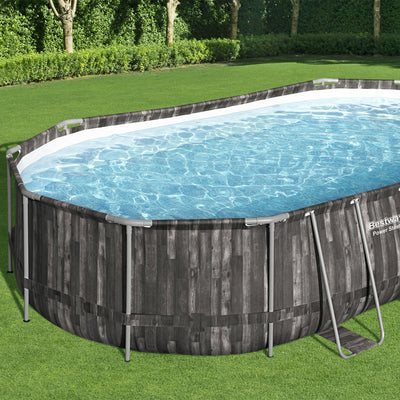 Bestway 5611SE-BW Power Steel Frame 20 x 12 x 4 Foot Above Ground Oval Pool Set