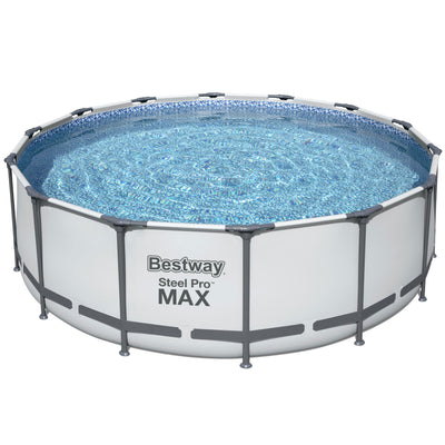 Bestway Steel Pro MAX 14 x 4 Foot Frame Above Ground Round Swimming Pool Set