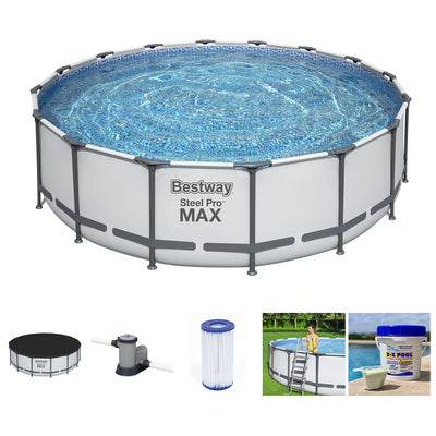 Bestway Steel Pro MAX 16 x 4 Foot Above Ground Round Pool Set w/ Accessory Kit - VMInnovations