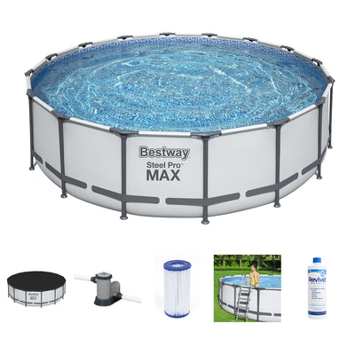 Bestway Steel Pro MAX 16 x 4 Foot Above Ground Round Pool Set w/ Accessory Kit - VMInnovations