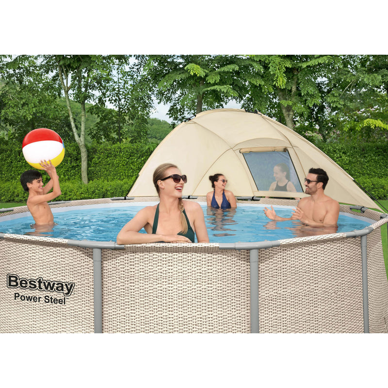 Bestway 13 Ftx42 Inches Power Steel Frame Pool Set with Canopy (Open Box)
