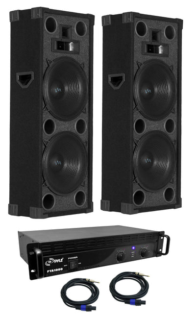 2) VM Audio VAS428P 8" 1600 Watt DJ Passive Loud Speaker System + 2 15' Cables