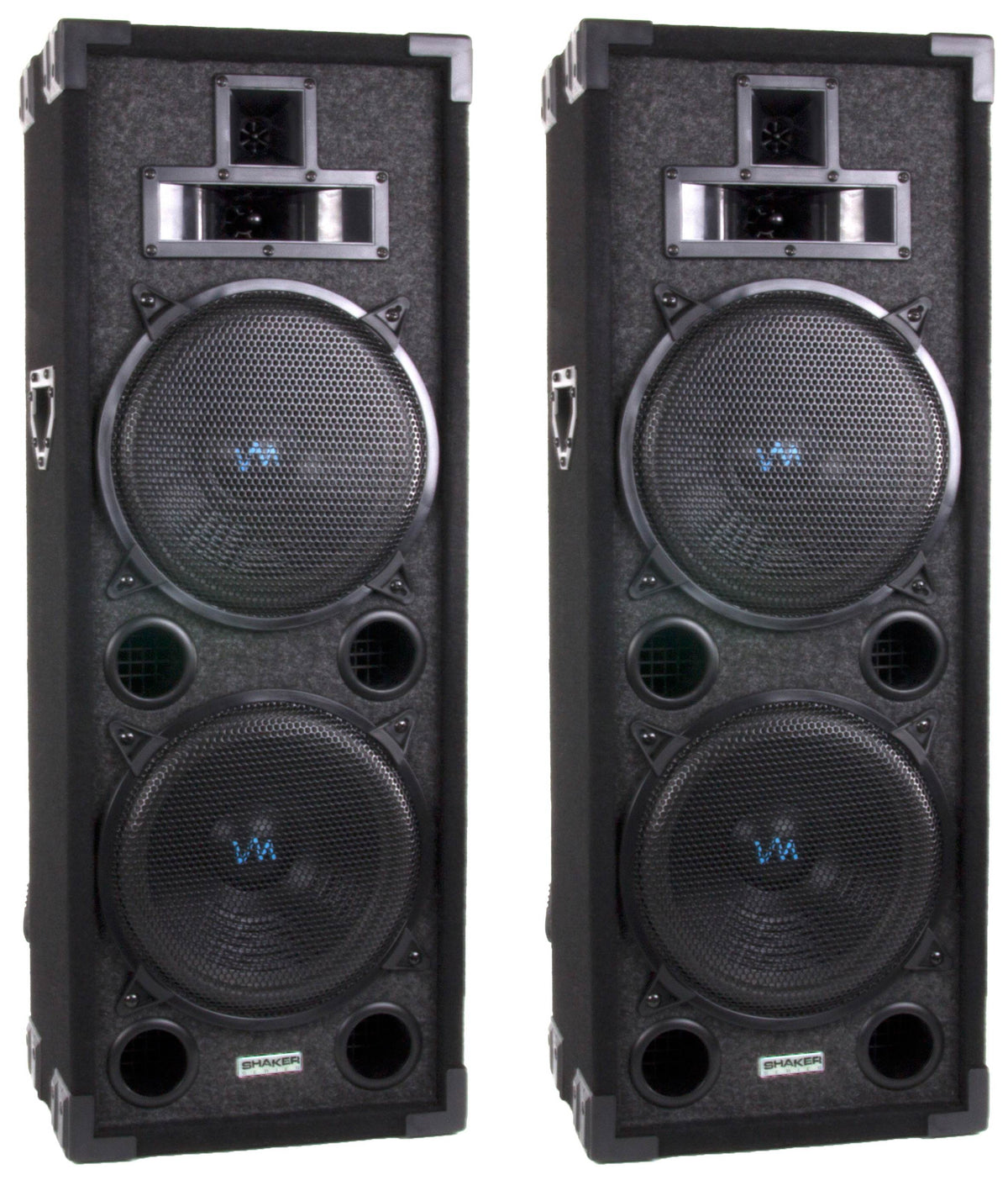 2) VM Audio VAS428P 8" 1600 Watt DJ Passive Loud Speaker System + 2 15' Cables