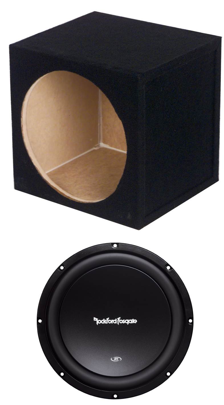 ROCKFORD FOSGATE R1S410 10" 300W 4-Ohm Subwoofer Power Woofer R1S4-10+Sub Box
