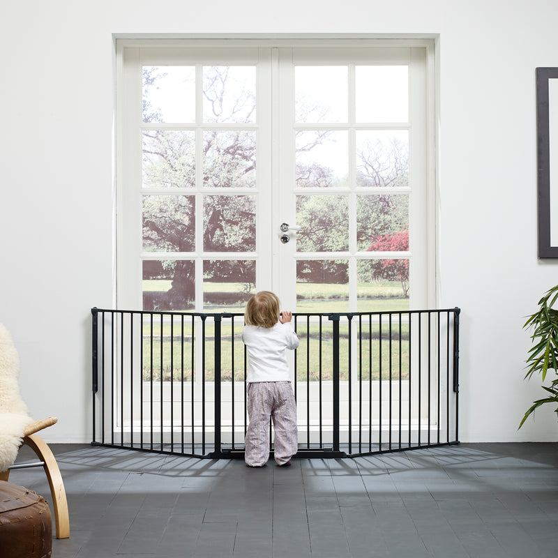 BabyDan Flex Large Size Metal Safety Baby Gate & Room Divider, Black (Used)