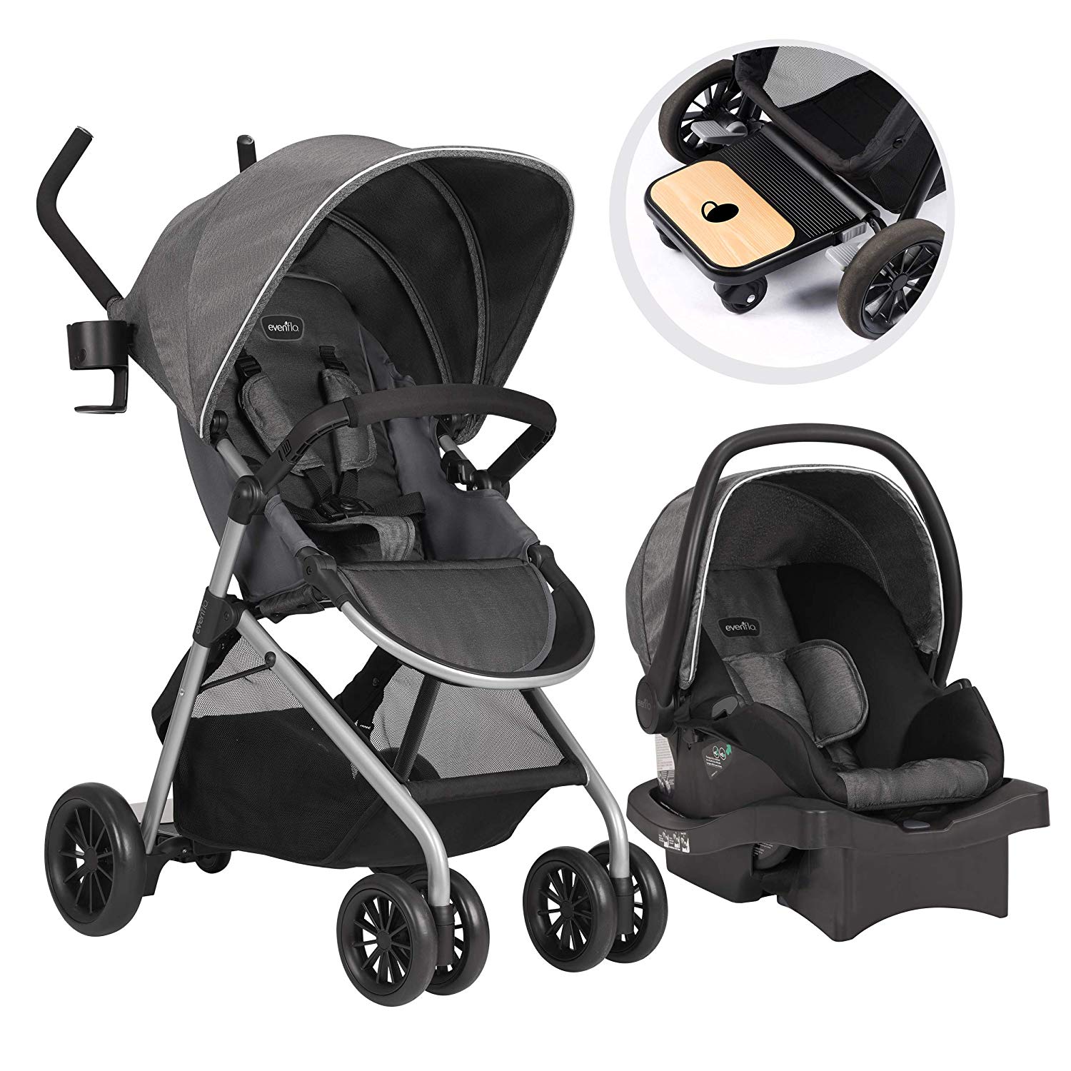 Evenflo Sibby Travel System, LiteMax 35 Infant Car Seat, Highline Gray(Open Box)