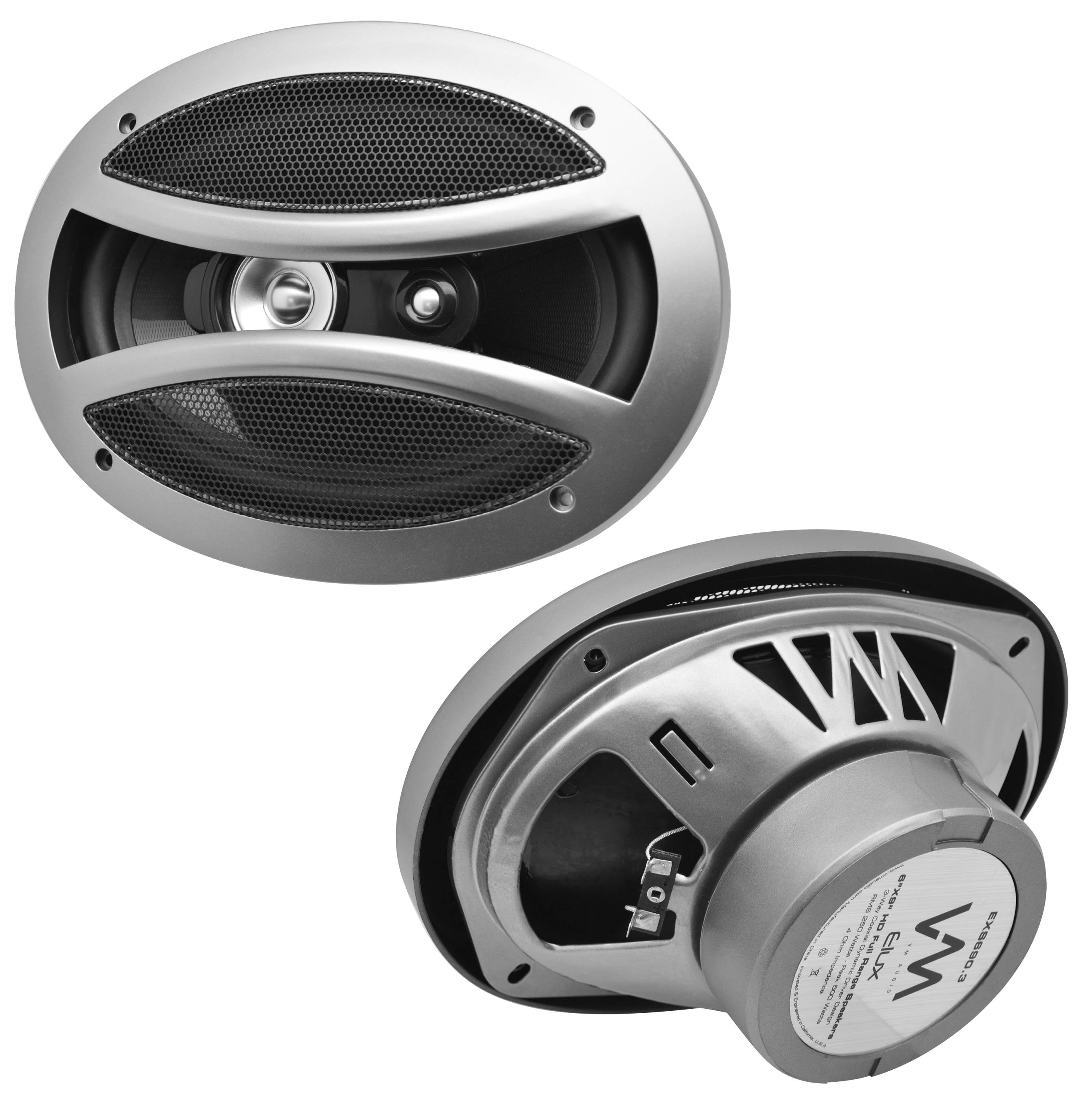 4) VM Audio EXS690.3 6x9" 500 Watt 3-Way Full Range Coaxial Car Speakers (Four)