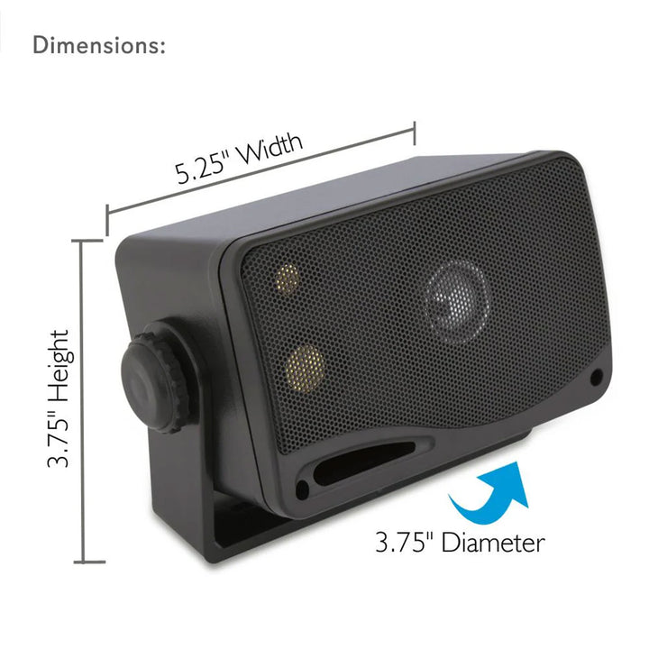Pyle 3.5" 3-Way Weather Proof Mini Box Speaker System Black (Open Box) (2 Pack)