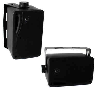 Pyle 3.5" 3-Way Weather Proof Mini Box Speaker System Black (Open Box) (3 Pack)