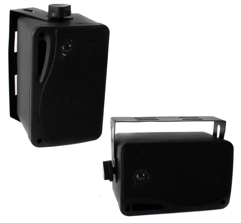 Pyle 3.5" 3-Way Weather Proof Mini Box Speaker System Black (Open Box) (4 Pack)