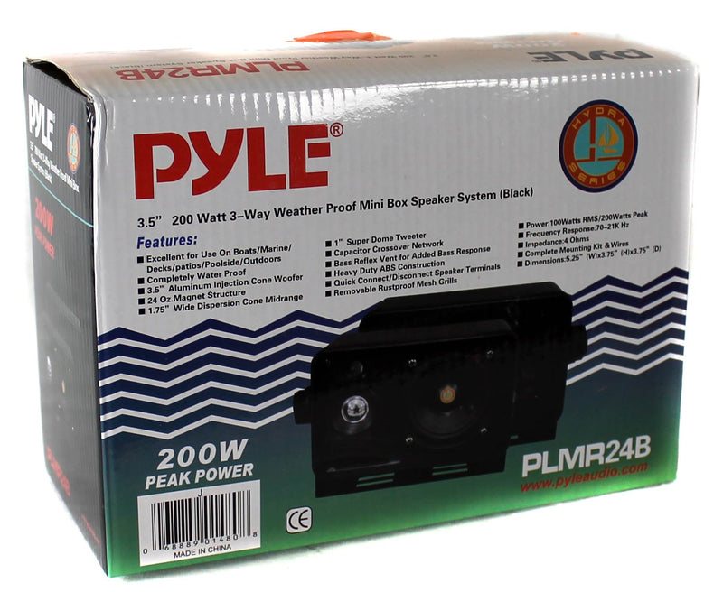 Pyle 3.5" 200 Watt 3-Way Weather Proof Mini Box Speaker System Black (For Parts)