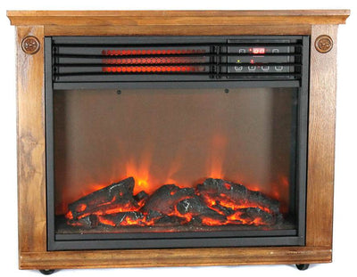 New LifeSmart LS-1111HH13 1800 Sq.Ft Infrared Quartz Electric Portable Fireplace