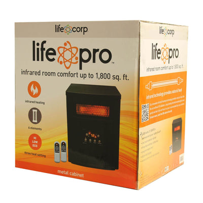 LifeSmart 6 Element 1500W Portable Electric Infrared Space Heater, Black (2 Pk)