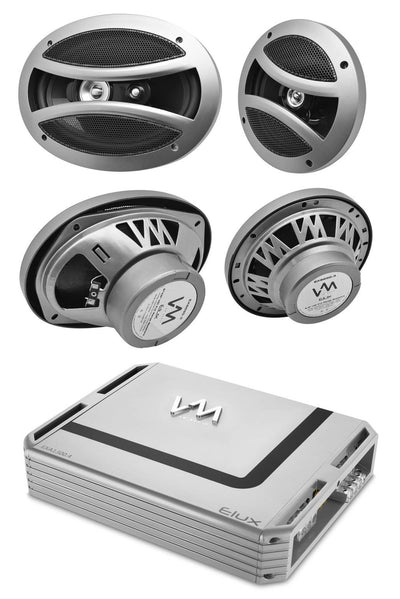 2) VM Audio EXS650.3 6.5" 320W + 2) 6x9" 3-Way Car Speakers + 1300W 4-Ch Amp