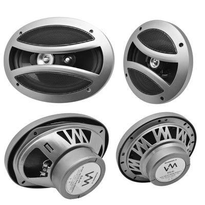 2) VM Audio EXS650.3 6.5" 320W + 2) 6x9" 3-Way Car Speakers + 1300W 4-Ch Amp