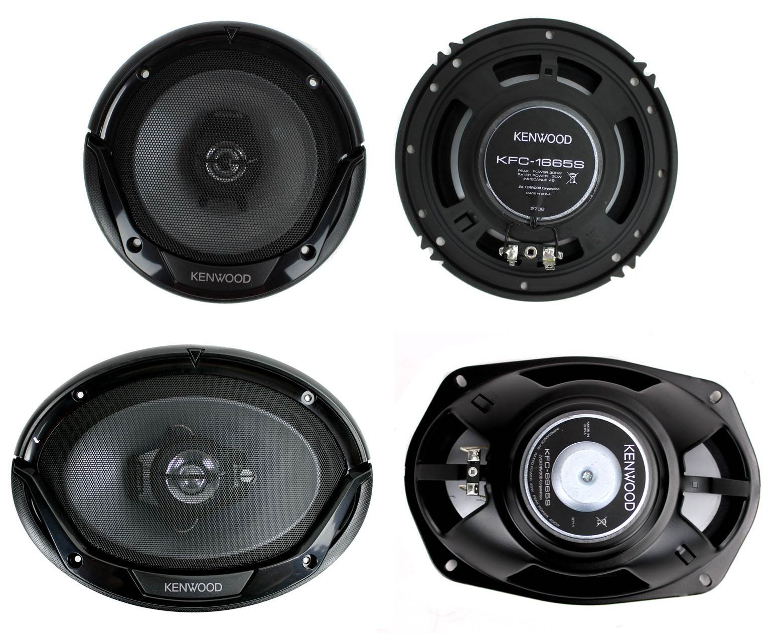 2) Kenwood KFC-1666S 6.5" 300 Watt 2-Way + 2) 6x9" 400 Watt 3-Way Car Speakers
