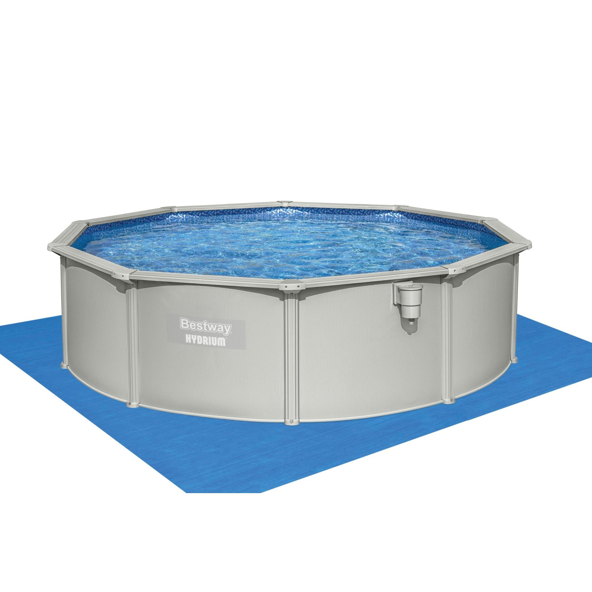 Bestway Hydrium 15'x48" Round Steel Wall Swimming Pool Set, Gray (Used) - VMInnovations
