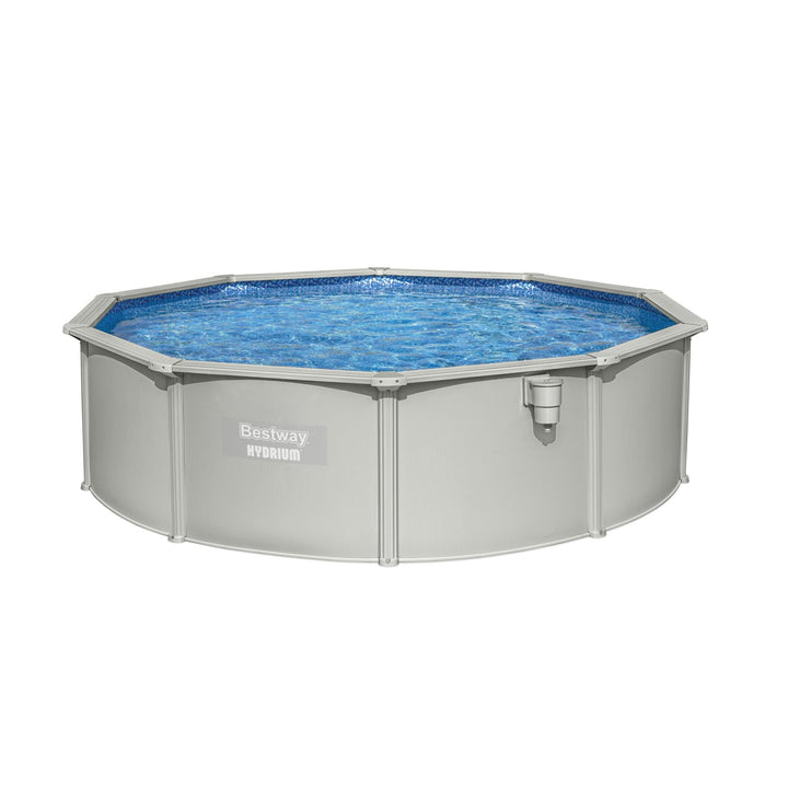 Bestway Hydrium 15' x 48" Round Steel Wall Above Ground Swimming Pool Set, Gray