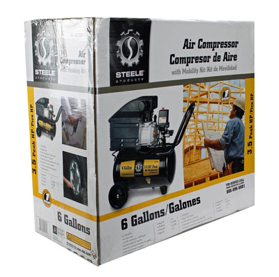 Steele Products 3.5HP Electric Portable 6 Gallon Air Compressor - For Parts