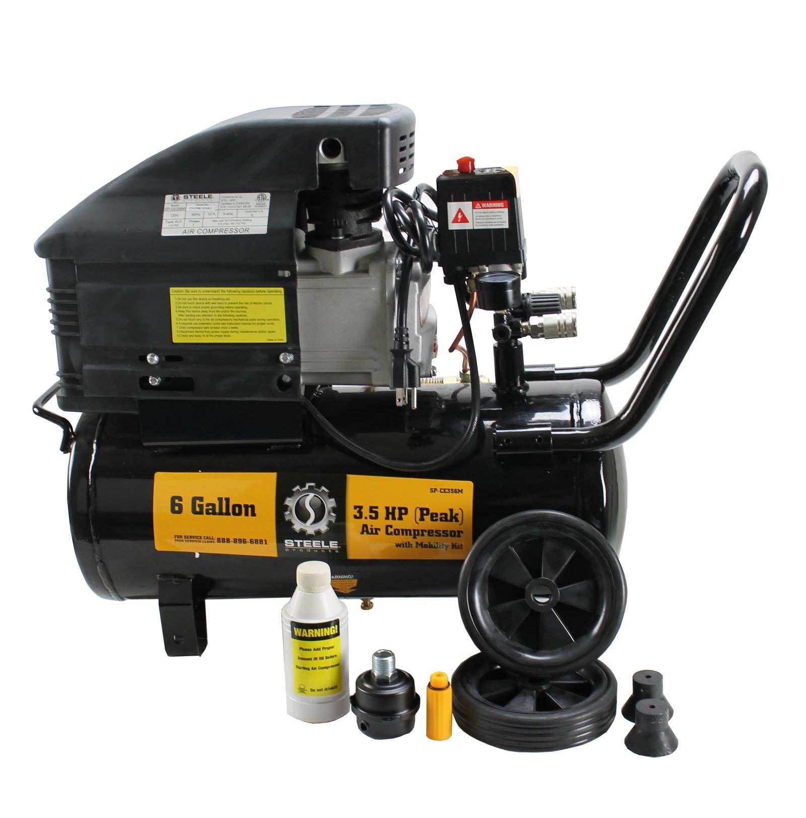 Steele Products 3.5HP Electric Portable 6 Gallon Air Compressor - For Parts