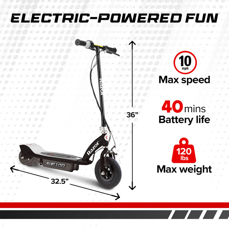 Razor E100 Motorized 24V Electric Powered Ride-On Scooter - Black (Used)