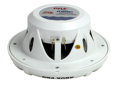 2) Pyle PLMRX67 6.5" 250W 2-Way Marine Speakers + PLMR20W In-Dash MP3 Receiver