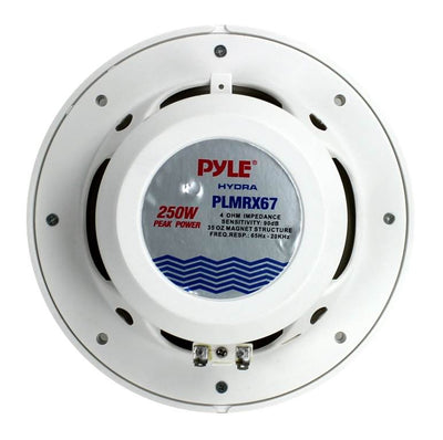 2) Pyle PLMRX67 6.5" 250W 2-Way Marine Speakers + PLMR20W In-Dash MP3 Receiver