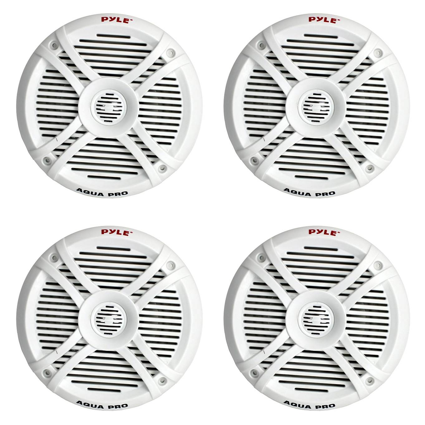 4) Pyle PLMRX67 6.5" 500W 2 Way Marine Speakers + PLMR20W In-Dash MP3 Receiver