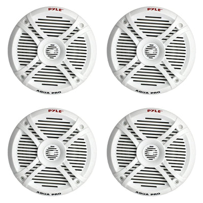 4) Pyle PLMRX67 6.5" 500W 2 Way Marine Speakers + PLMR20W In-Dash MP3 Receiver
