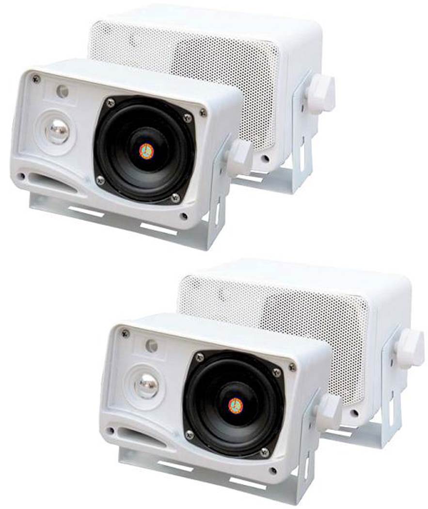 4) New Pyle PLMR24 3.5" 400W 3-Way Marine Speaker System + PLMR20W MP3 Receiver