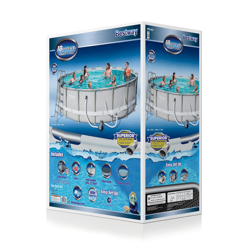 Bestway 18x4.3 ft Reinforced Power Steel Frame Above Ground Pool Set (Open Box)