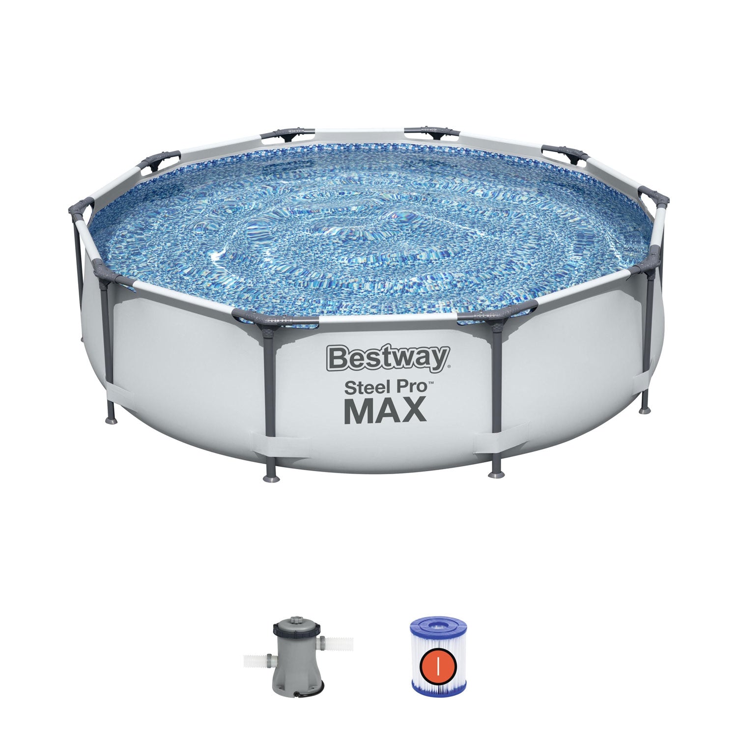 Bestway 10' x 30" Steel Pro Frame Round Above Ground Swimming Pool Set (3 Pack) - VMInnovations