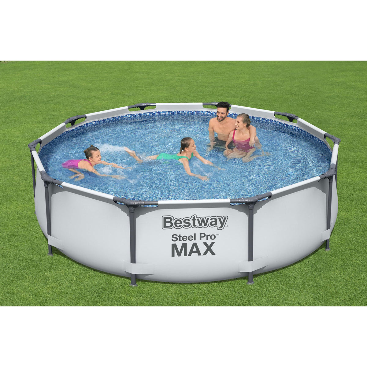 Bestway 10' x 30" Steel Pro Frame Round Above Ground Swimming Pool Set (3 Pack)
