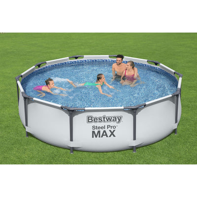 Bestway 10ft x 10ft x 25ft Steel Pro Round Family Swimming Pool & Water Test Kit - VMInnovations