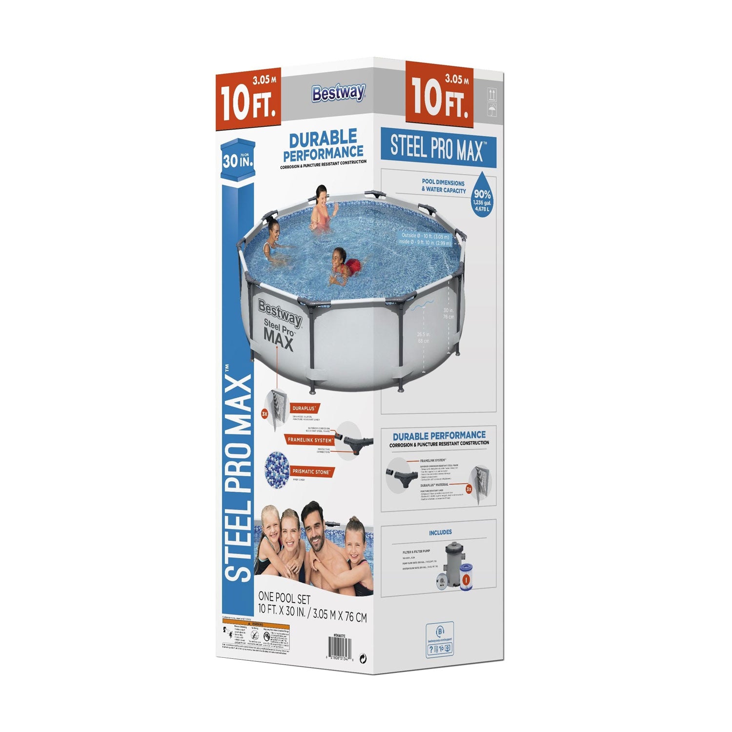 Bestway 10' x 30" Steel Pro Frame Round Above Ground Swimming Pool Set (3 Pack)