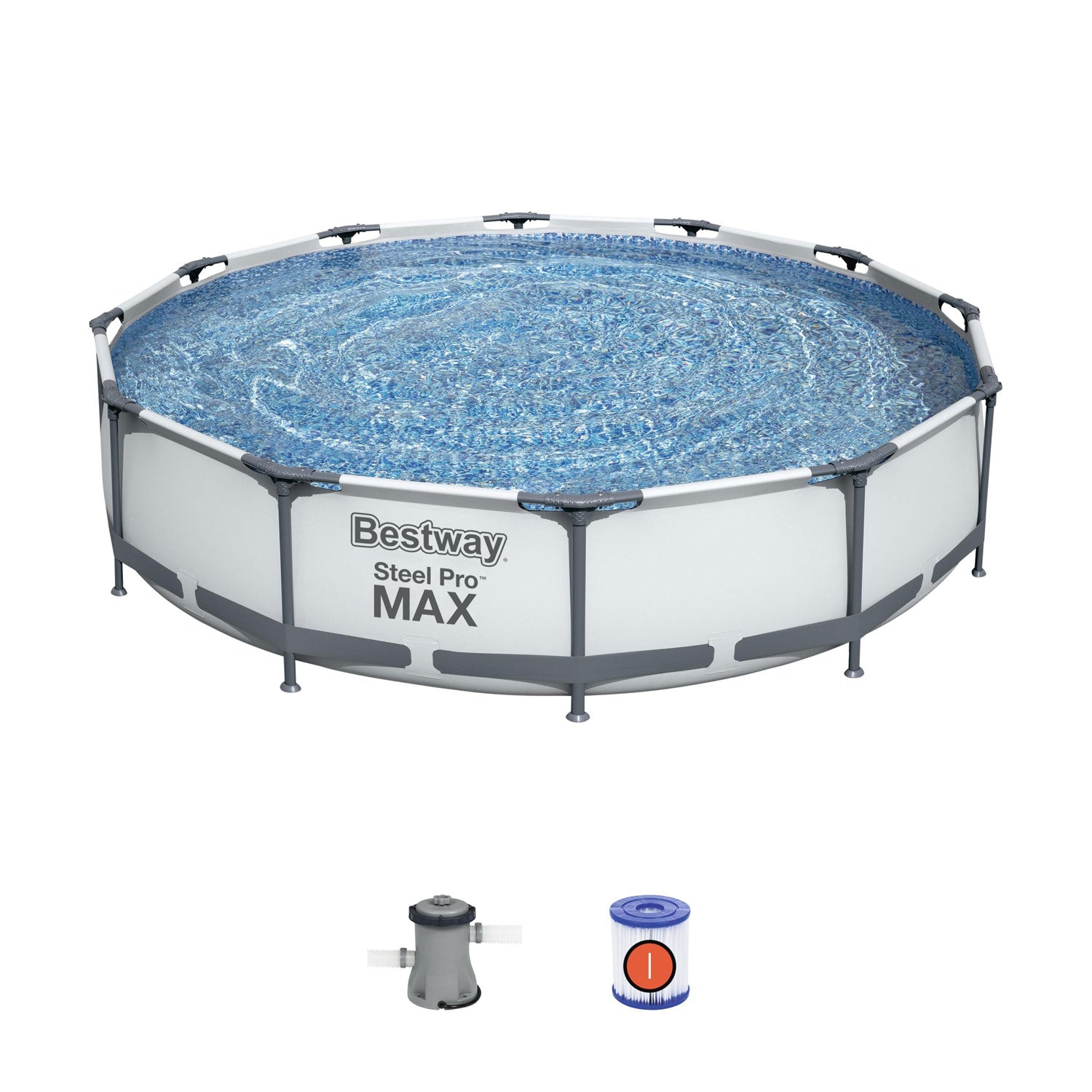 Bestway 56417E 12' x 30" Round Steel Pro MAX Hard Side Family Swimming Pool Set - VMInnovations