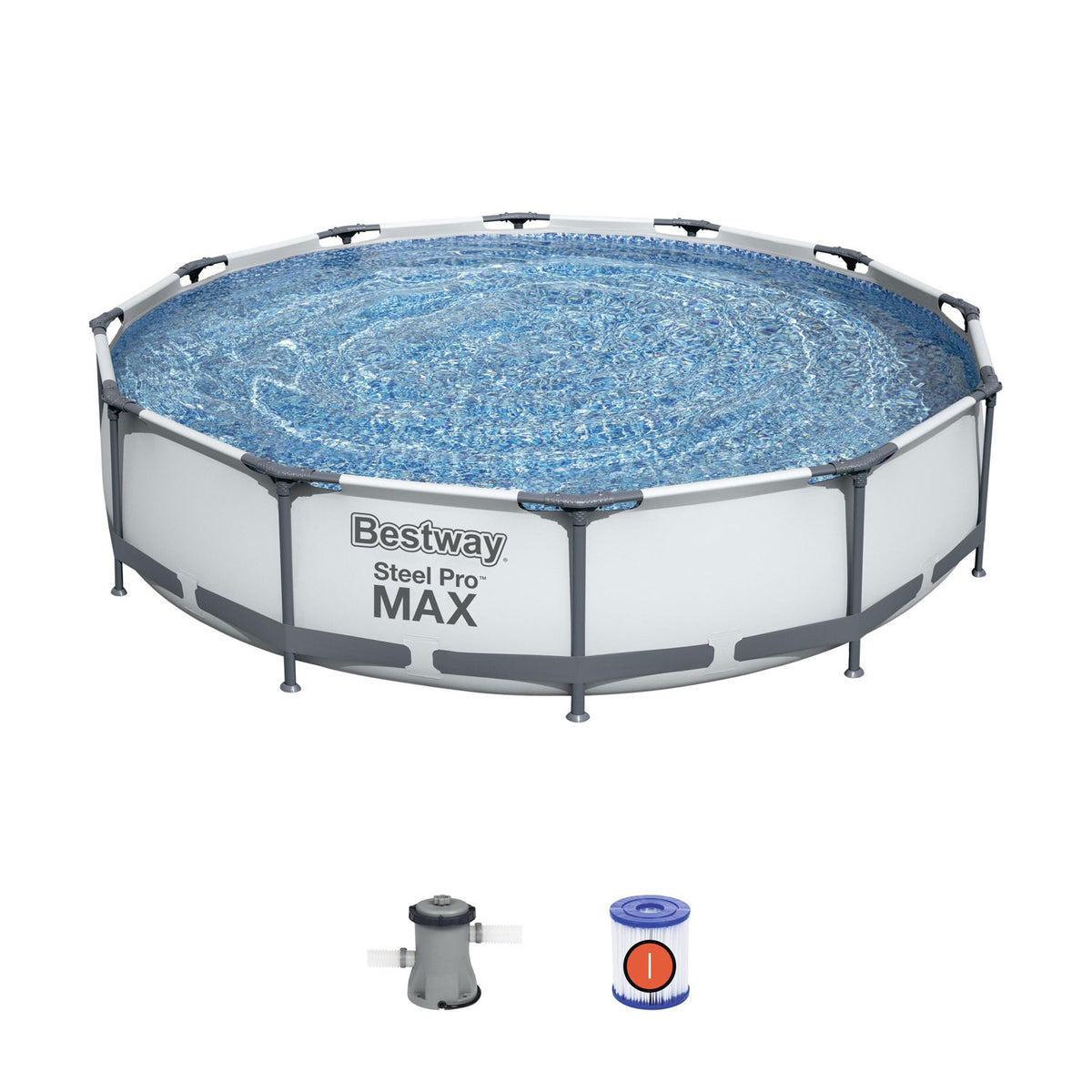 Bestway Steel Pro 12' x 30" Frame Above Ground Pool Set with INTEX Pool Cover