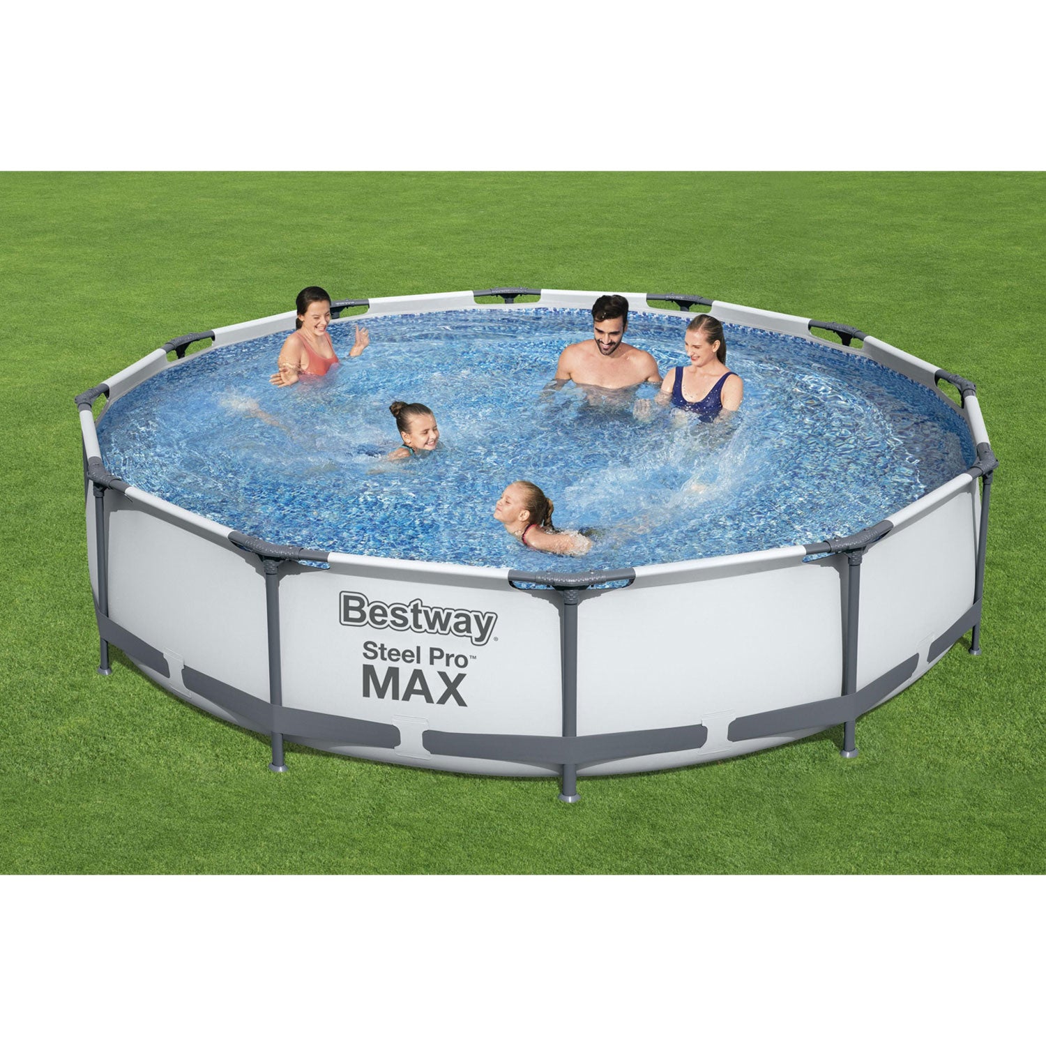 Bestway 12 x 12 Foot Steel Frame Pool and Chlorine pH Alkaline Water Test Kit - VMInnovations