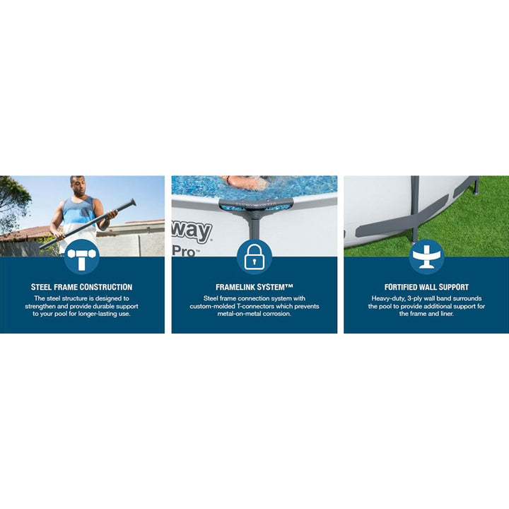 Bestway 56417E 12' x 30" Round Steel Pro MAX Hard Side Family Swimming Pool Set