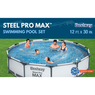 Bestway Steel Pro 12' x 30" Frame Above Ground Pool Set with INTEX Pool Cover