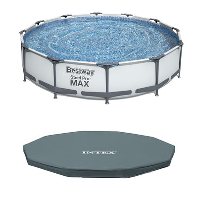 Bestway Steel Pro 12' x 30" Frame Above Ground Pool Set with INTEX Pool Cover