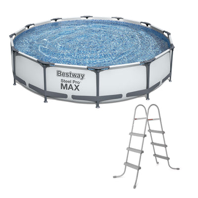 Bestway Steel Frame Pool w/ Filter Pump & 36” Steel Pool Ladder w/ No-Slip Steps