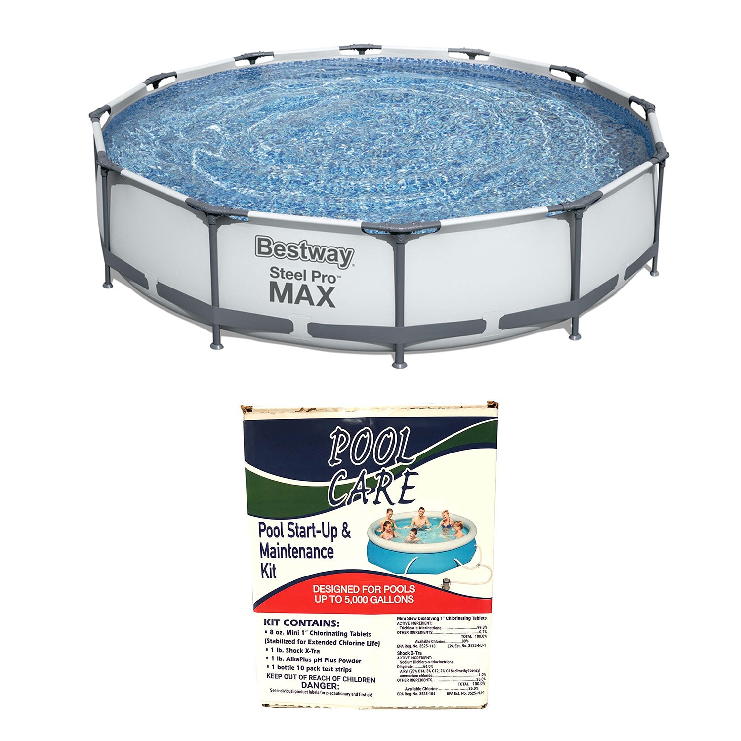 Bestway Steel Pro 12ft x 30in Above Ground Swimming Pool & Pump, Cleaning Kit - VMInnovations