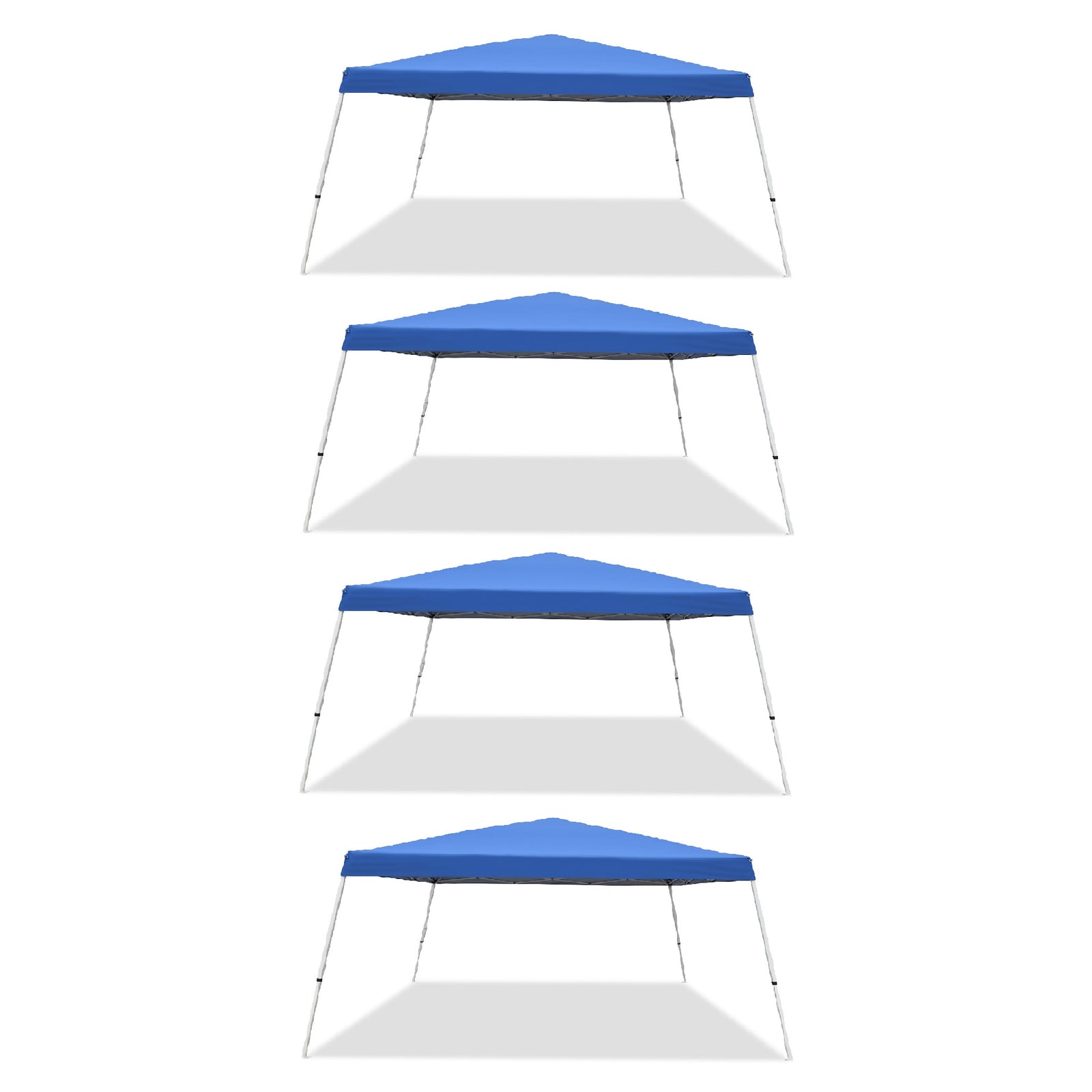 Caravan Canopy Pop-Up Tent V 12 x 12 ft Slanted Leg Instant Shade, Blue (4 Pack) - VMInnovations