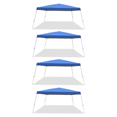 Caravan Canopy Pop-Up Tent V 12 x 12 ft Slanted Leg Instant Shade, Blue (4 Pack) - VMInnovations
