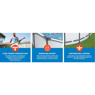 Bestway 18ft x 48in Steel Pro Round Frame Above Ground Pool Set with Accessories