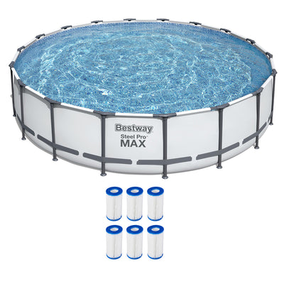 Bestway 18ft x 48in Steel Pro Frame Pool Set & 6 Coleman Replacement Cartridges