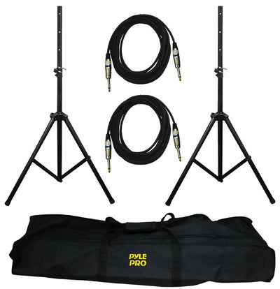 VM Audio VAS4210P 2200W 4-Way Dual 10" DJ Loud Speakers + Cables & Tripod Poles
